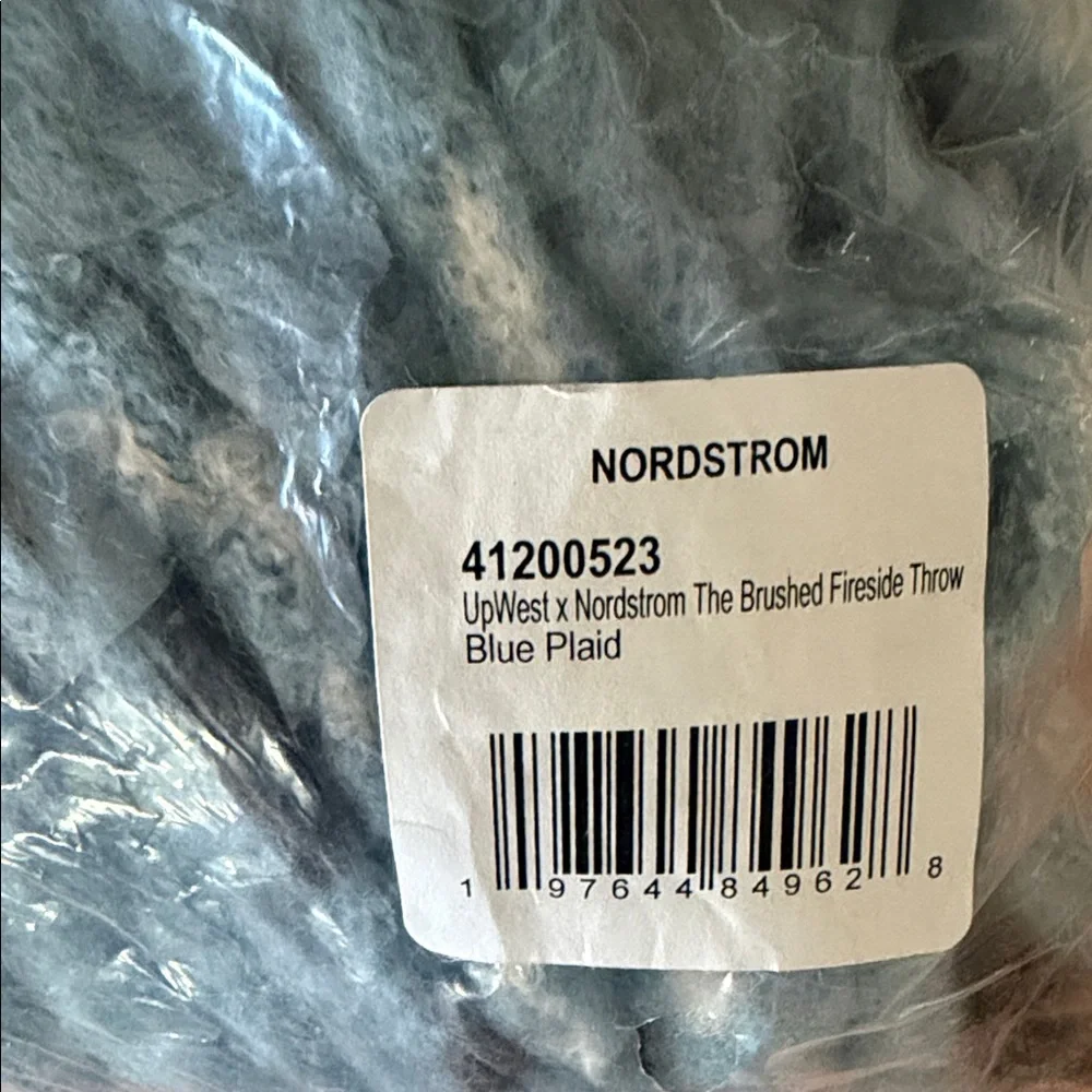 Nordstrom Brushed Fireside Throw Super Cozy Brown Blue Plush Fringed Blanket::